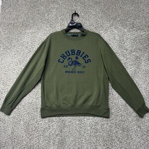 Chubbies Sweatshirt Men's Size Small Green Wknd Rec Flamingo Crew Neck Pullover